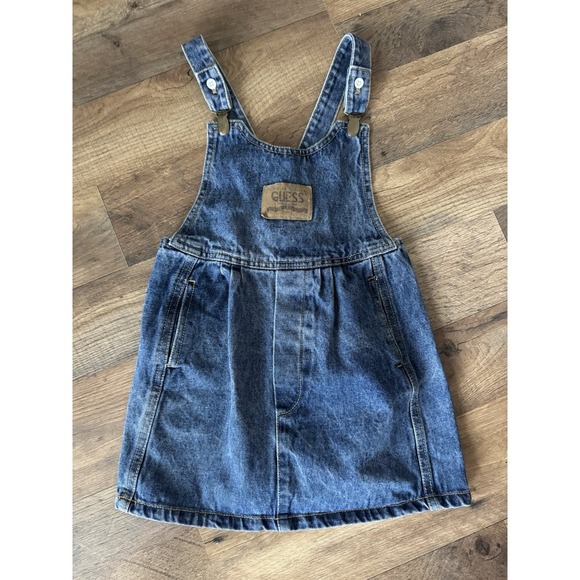 Vintage‎ Guess Jumper Overalls Dress Vintage Guess Leather Patch 6 Y overalls - Picture 1 of 9